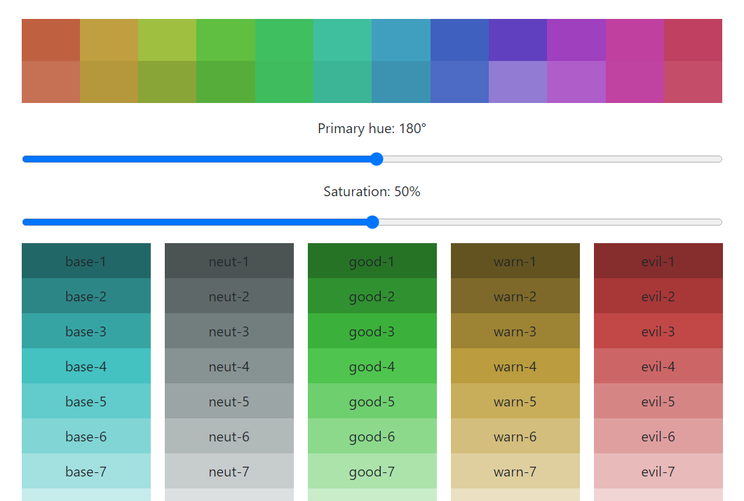 Screenshot of the palette designer app.
